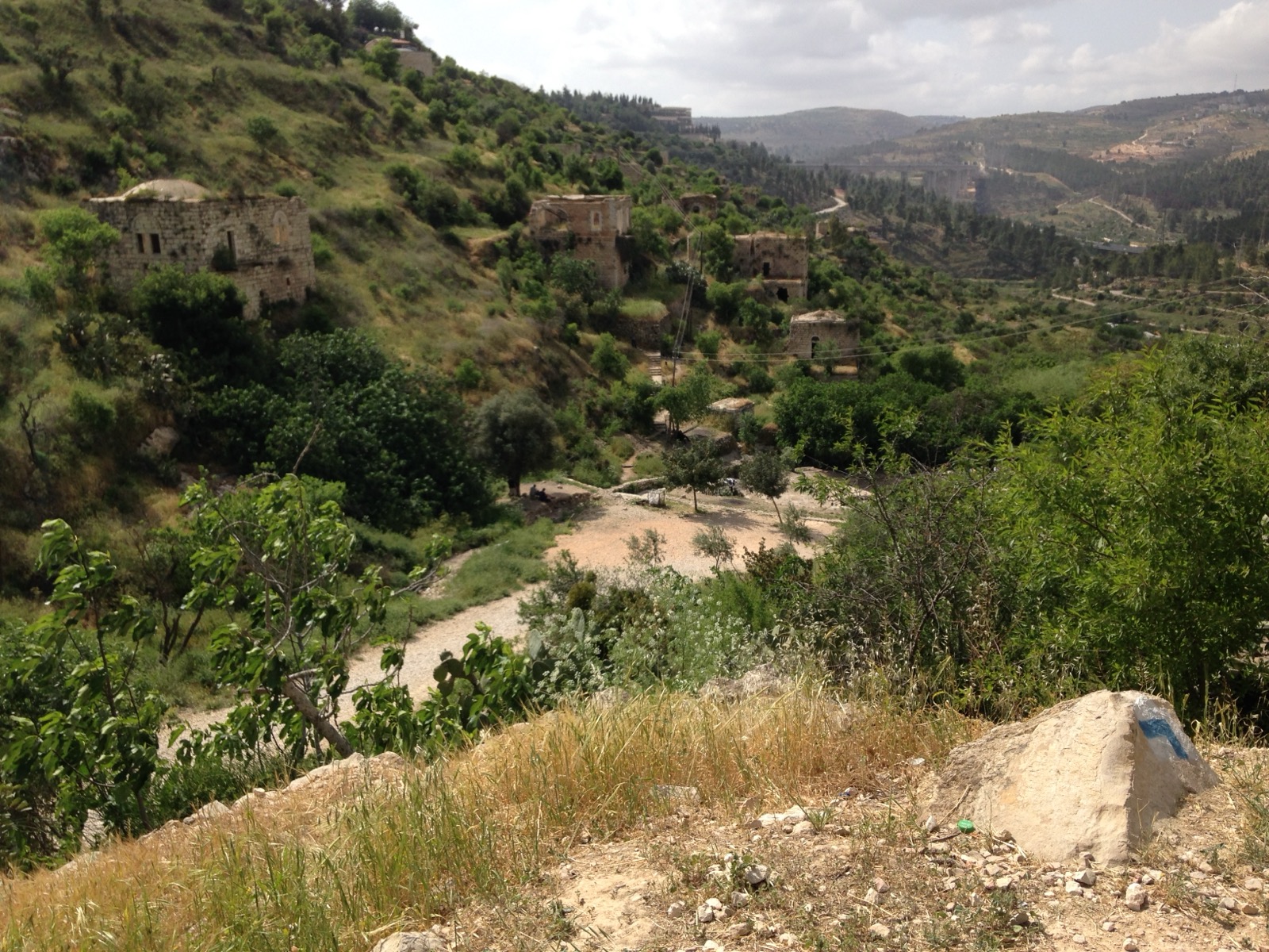 Ein Lifta, West Jerusalem. The abandoned Palestinian village seen from the hillside above, April 2017.
